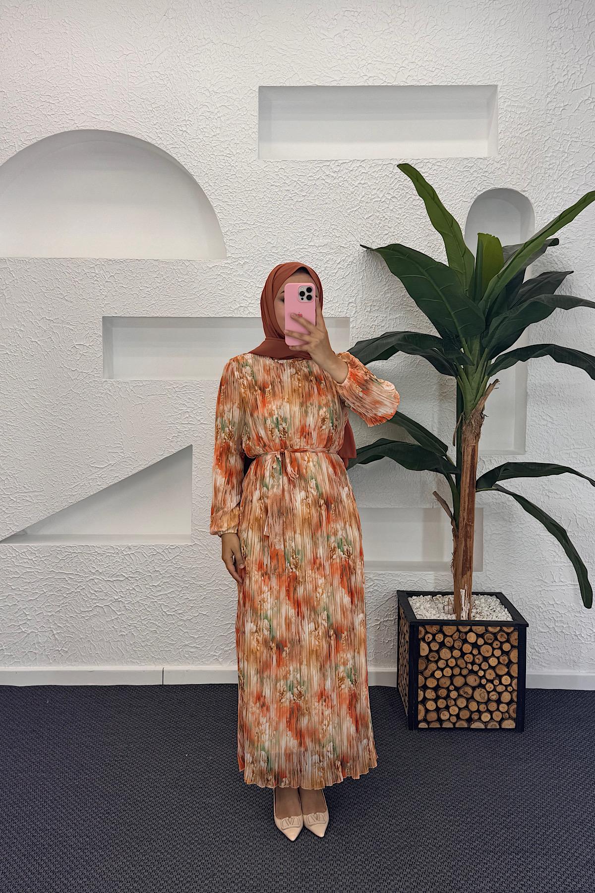 Livina Piliseli Elbise Oranj