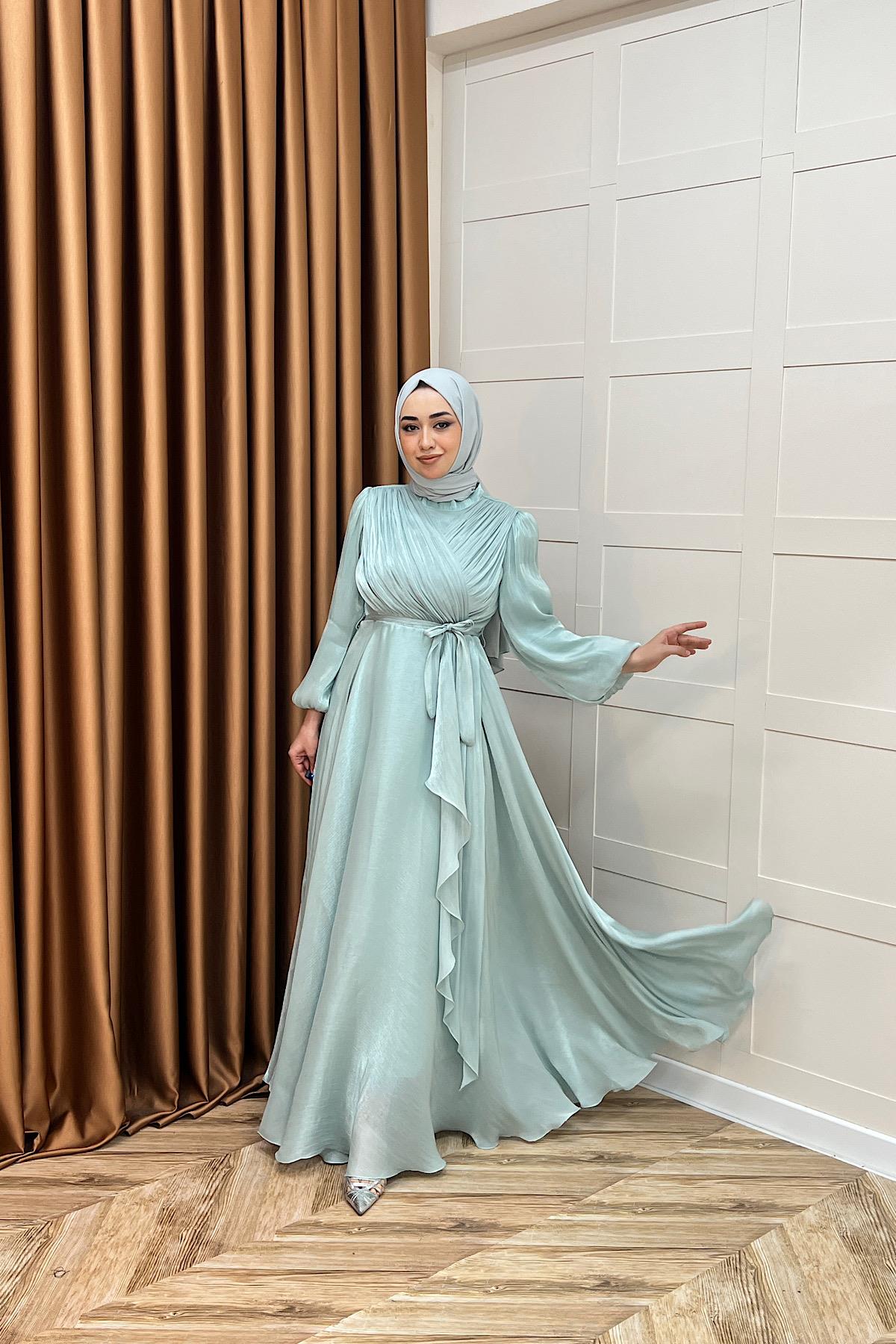 Luna Saten Abiye Mint Mavisi