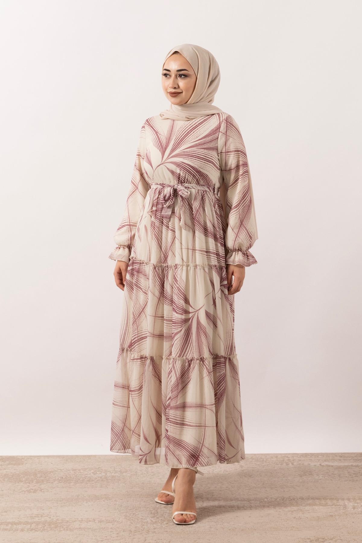 Novella Şifon Elbise Gül Kurusu