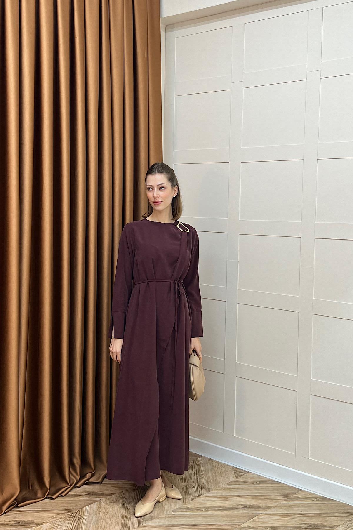 Paria Toka Detay Elbise Bordo