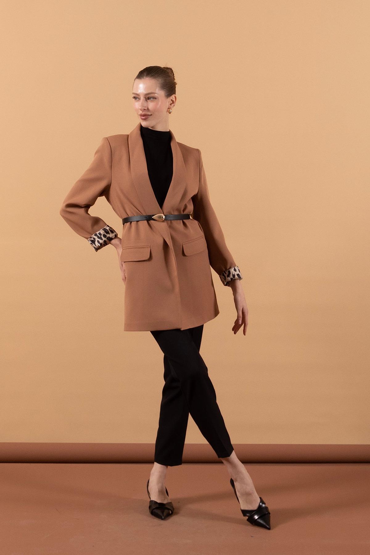 Şal Yaka Blazer Ceket Camel