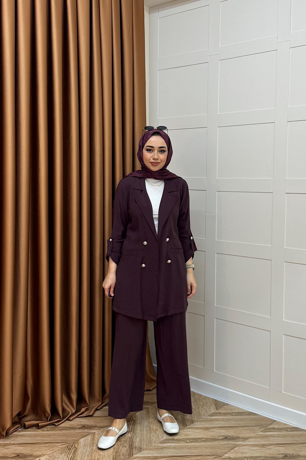 Sandra Ceketli Takım Mürdüm