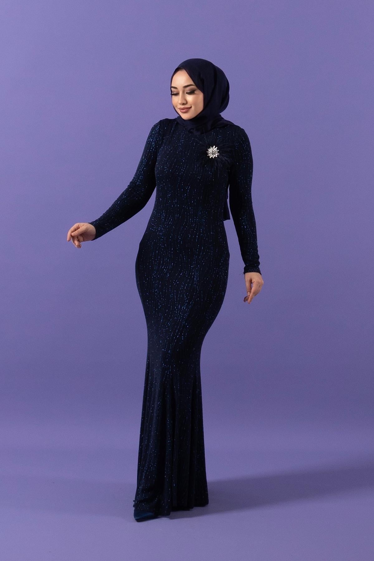 Simli Balık Abiye Lacivert