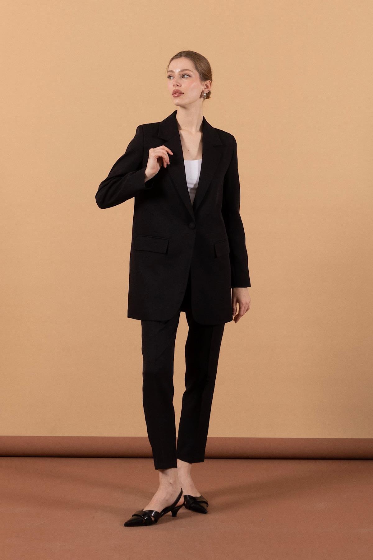 Tek Düğmeli Ceket Takım Siyah