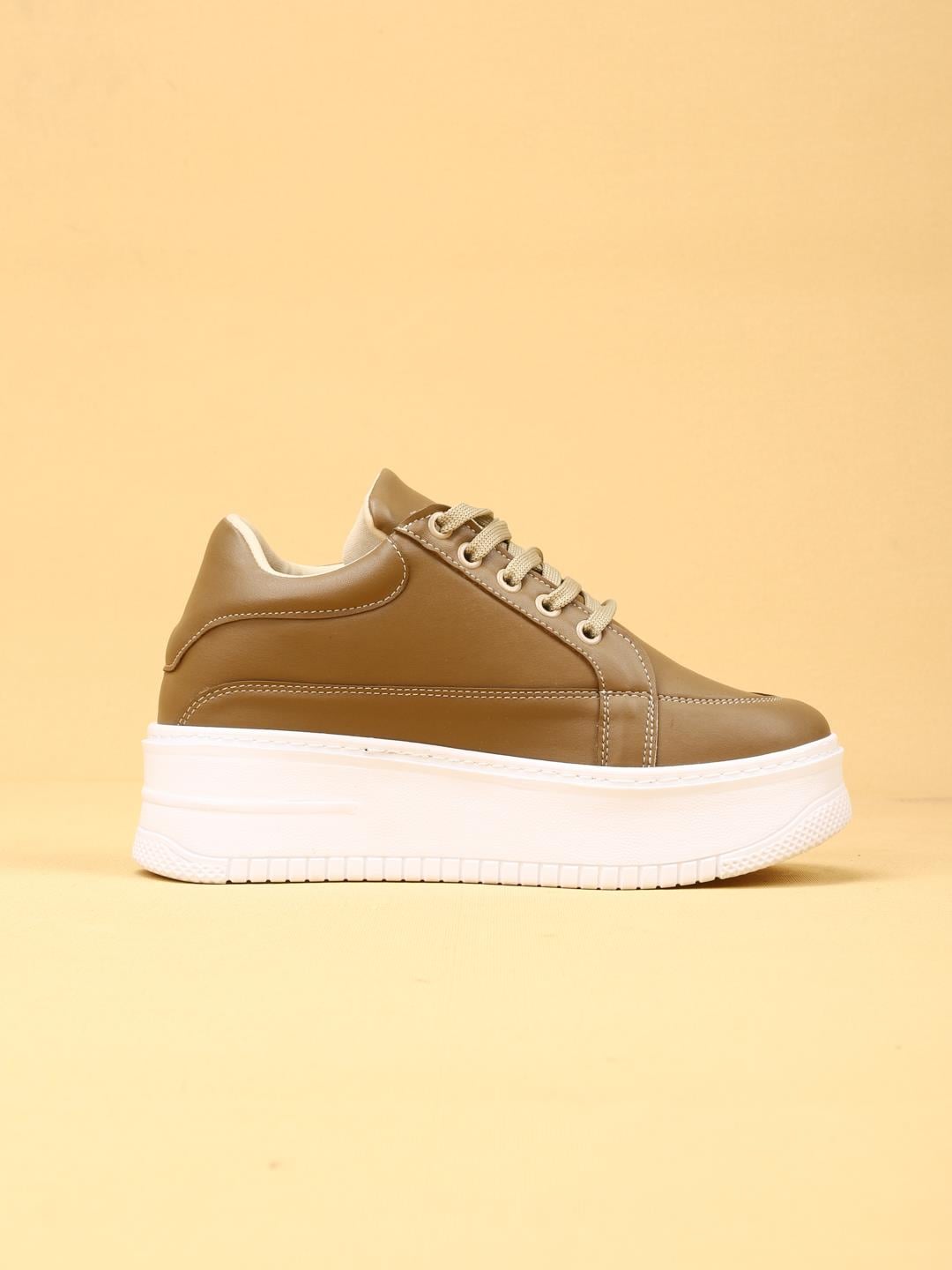 vektro Yüksek Tabanlı Şık ve Rahat Günlük Kadın Kalın Taban vizon Sneaker