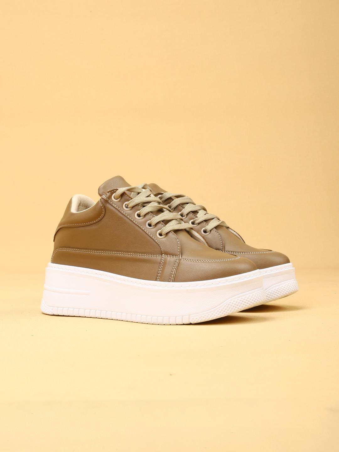 vektro Yüksek Tabanlı Şık ve Rahat Günlük Kadın Kalın Taban vizon Sneaker