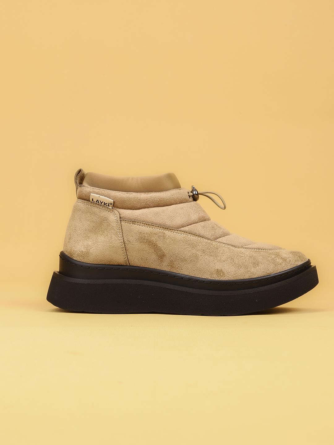 LUXOR Kadın Dolgulu Kışlık Bej Sneaker Bot