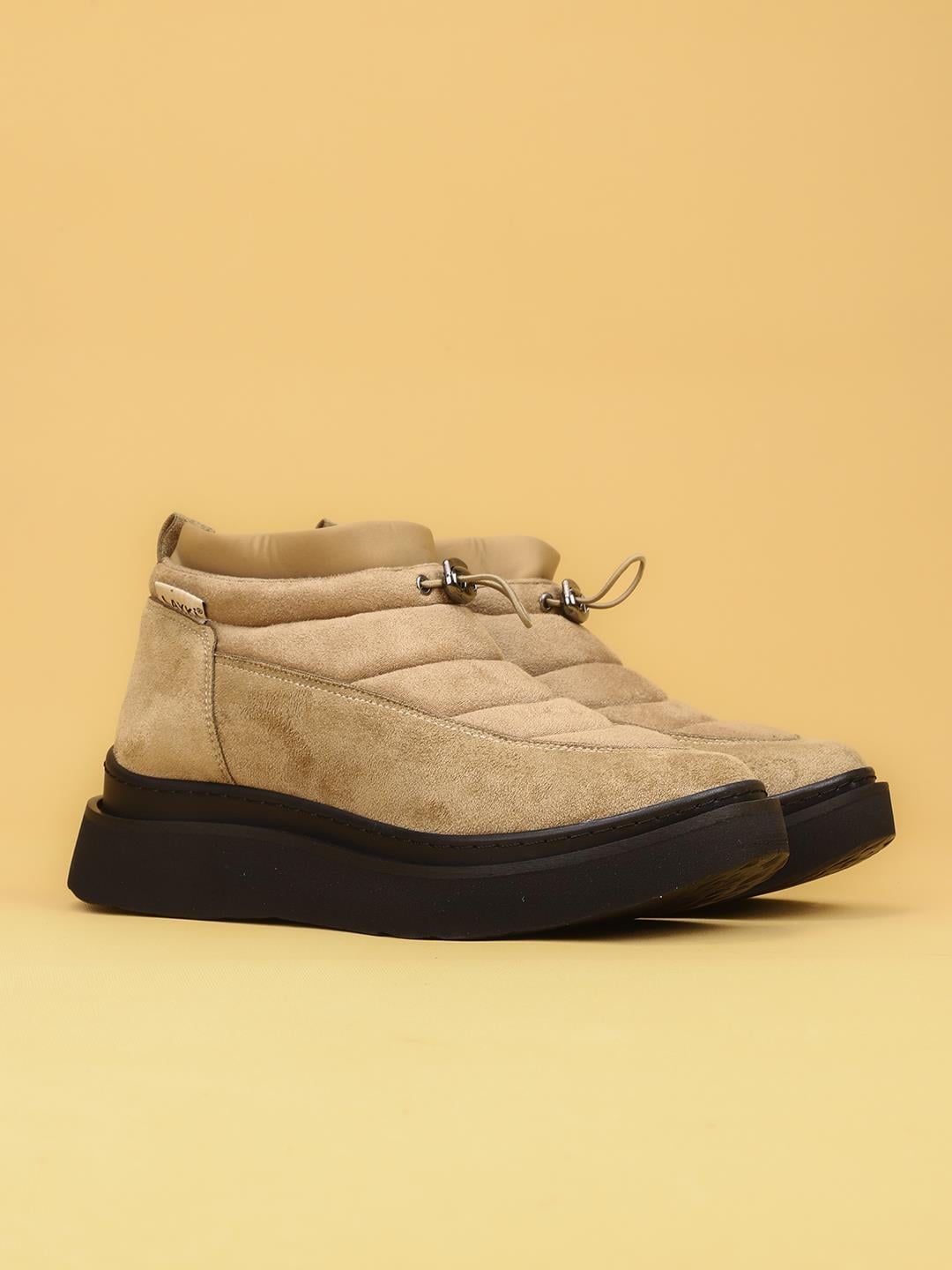 LUXOR Kadın Dolgulu Kışlık Bej Sneaker Bot