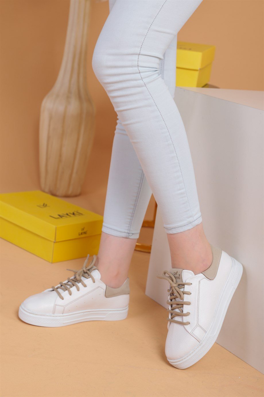 Rocc Beyaz Bej Kadın Spor Ayakkabı