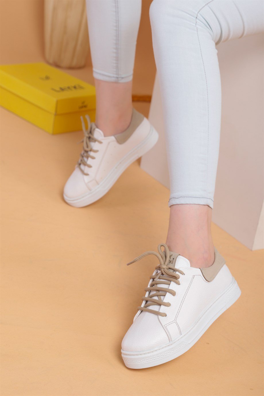 Rocc Beyaz Bej Kadın Spor Ayakkabı