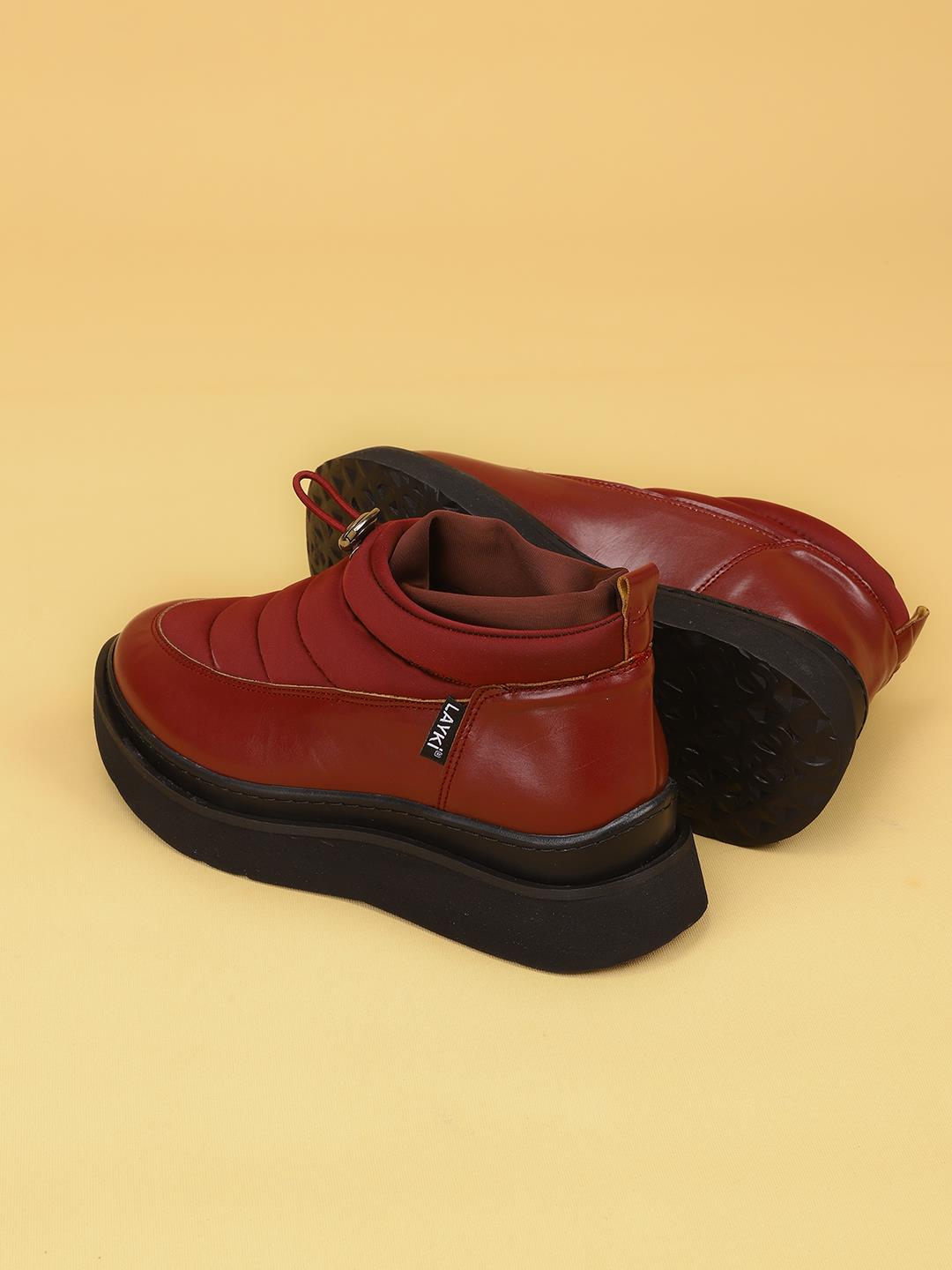 LUXOR Kadın Dolgulu Kışlık Bordo Sneaker Bot