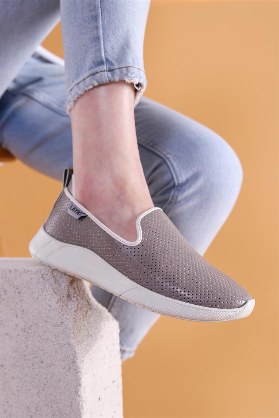 Ciragio Gri Renkli Kadın Klasik Yazlık Günlük Ayakkabı