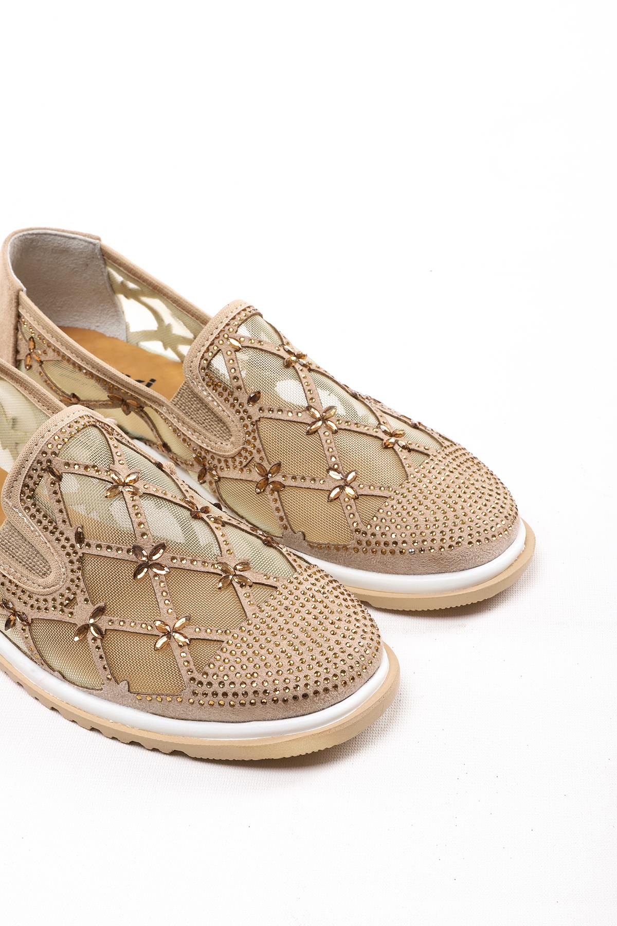 Francis Bej Renkli Taş Detaylı Kadın Günlük Klasik Ayakkabı