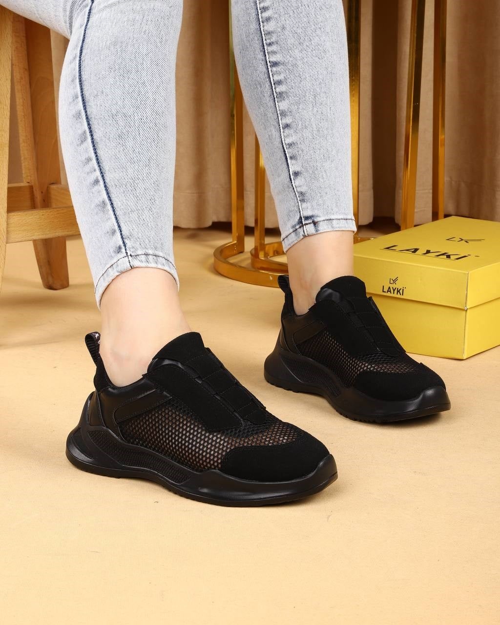 melax yazlık full siyah hava alabilen günlük yürüyüş ayakkabısı