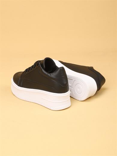 vektro Yüksek Tabanlı Şık ve Rahat Günlük Kadın Kalın Taban Siyah Sneaker