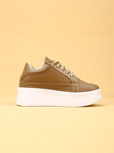 vektro Yüksek Tabanlı Şık ve Rahat Günlük Kadın Kalın Taban vizon Sneaker