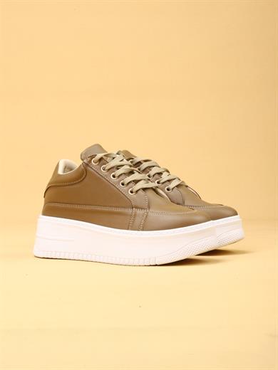 vektro Yüksek Tabanlı Şık ve Rahat Günlük Kadın Kalın Taban vizon Sneaker