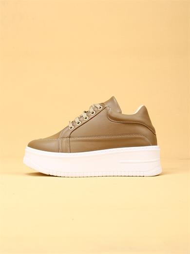 vektro Yüksek Tabanlı Şık ve Rahat Günlük Kadın Kalın Taban vizon Sneaker