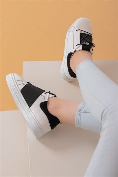 Kadın Sneaker Beyaz Siyah Renkli Alvaro