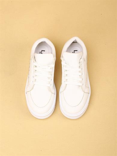 vektro Yüksek Tabanlı Şık ve Rahat Günlük Kadın Kalın Taban Beyaz Sneaker