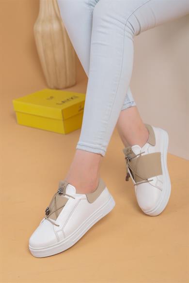 Alvaro Beyaz Bej Renkli Sneaker	