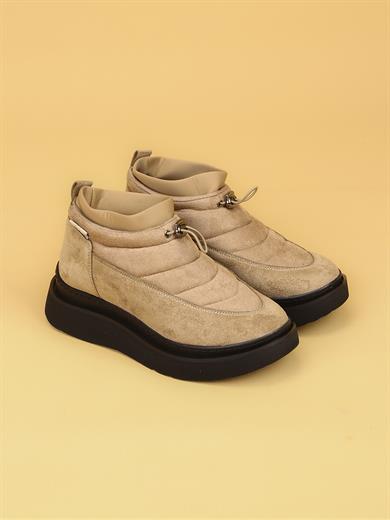 LUXOR Kadın Dolgulu Kışlık Bej Sneaker Bot