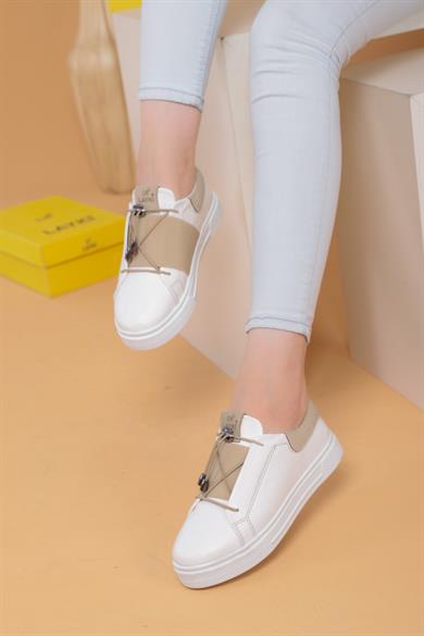 Alvaro Beyaz Bej Renkli Sneaker	