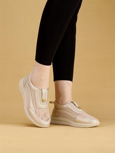 GlossAir Kadın Bej Rugan Spor Ayakkabı