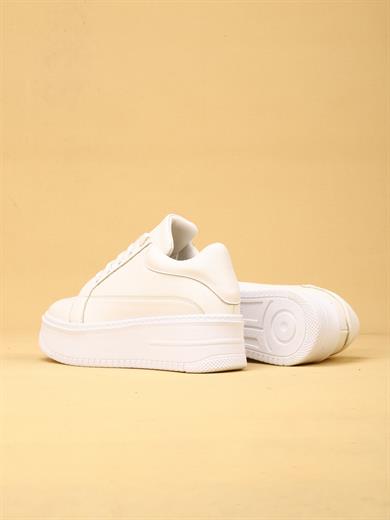 vektro Yüksek Tabanlı Şık ve Rahat Günlük Kadın Kalın Taban Beyaz Sneaker