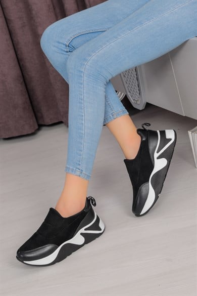 Dries Siyah Beyaz Bayan Spor Ayakkabı