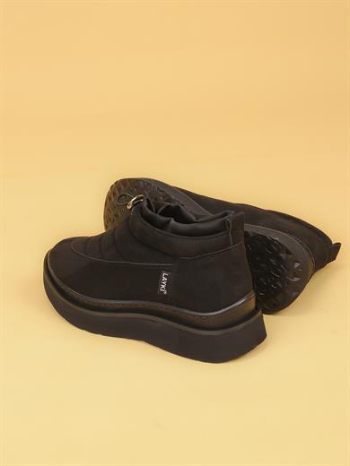 LUXOR Kadın Dolgulu Kışlık Siyah Sneaker Bot