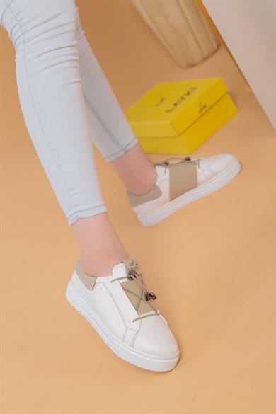 Alvaro Beyaz Bej Renkli Sneaker	