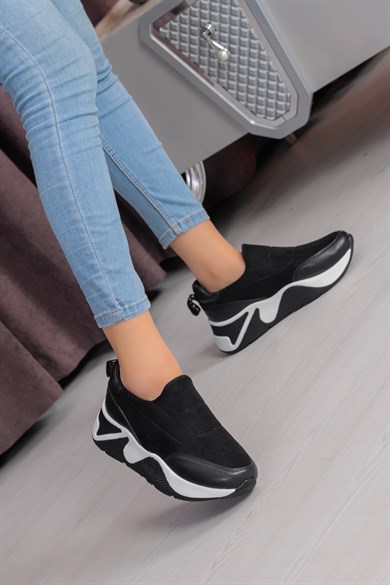 Dries Siyah Beyaz Bayan Spor Ayakkabı