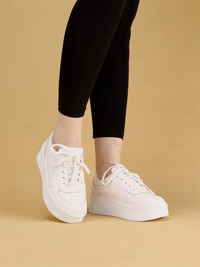 SKAYA Yüksek Tabanlı Şık ve Rahat Günlük Kadın Kalın Taban Beyaz Sneaker