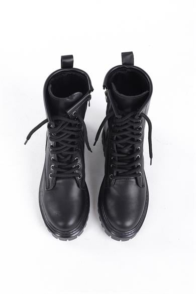 Moly Siyah Renkli Fermuarlı İçi Kürklü Kadın Bot