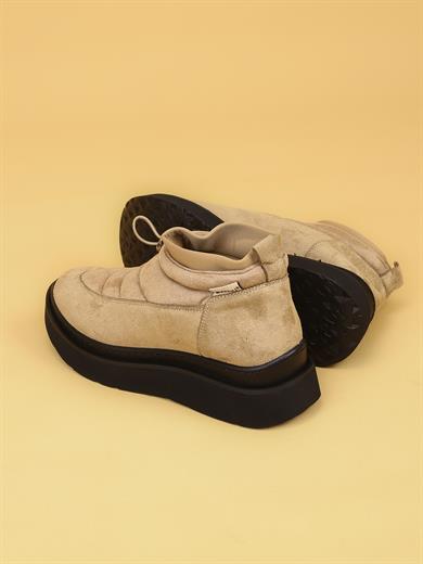 LUXOR Kadın Dolgulu Kışlık Bej Sneaker Bot