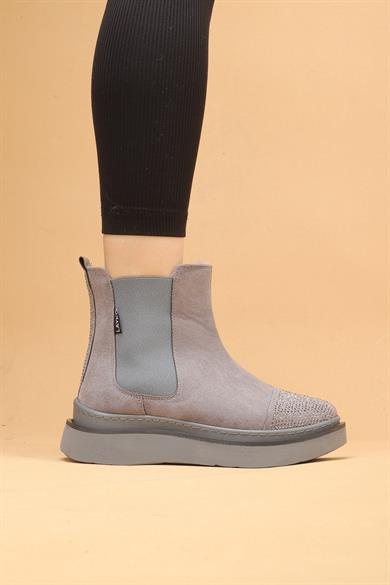 Pierra Kadın Gri Renkli Slip-On Süet Bot