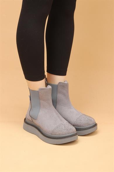 Pierra Kadın Gri Renkli Slip-On Süet Bot