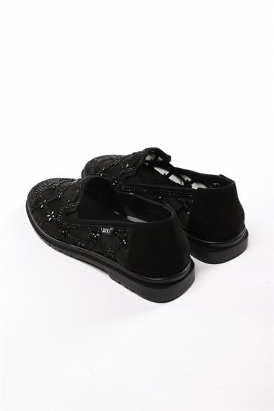 Francis Siyah Renkli Taş Detaylı Kadın Günlük Klasik Ayakkabı