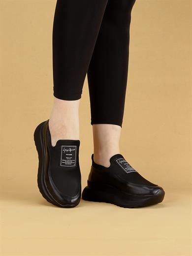 Laura Yüksek Tabanlı Kadın Siyah Yürüyüş Ayakkabı