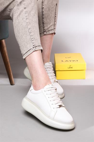 Lovels Beyaz Renkli Şeffaf Tabanlı Kadın Spor Ayakkabı