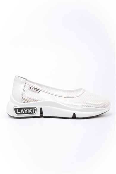 Milano Beyaz Renkli Lux Lazer Kesimli Kadın Yazlık Spor Ayakkabı