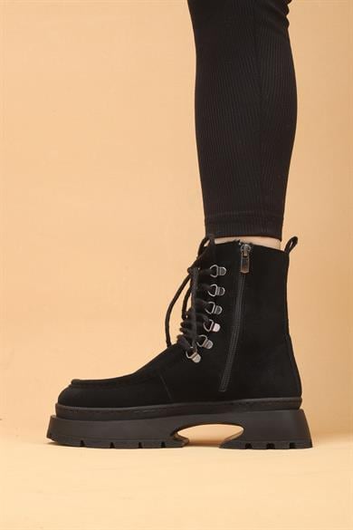 Seria Siyah Renkli Fermuarlı Süet Kadın Bot