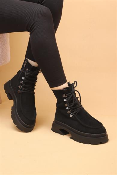 Seria Siyah Renkli Fermuarlı Süet Kadın Bot