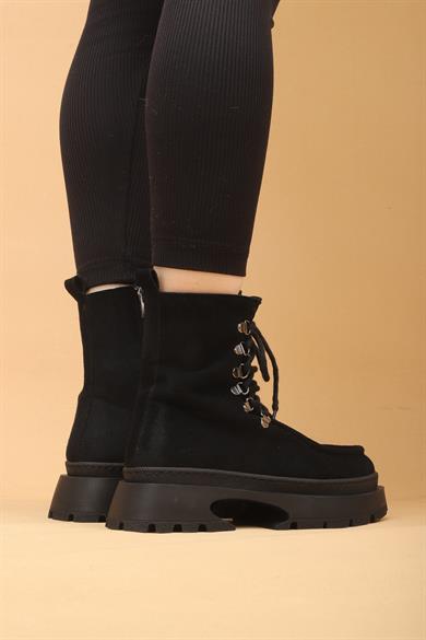 Seria Siyah Renkli Fermuarlı Süet Kadın Bot
