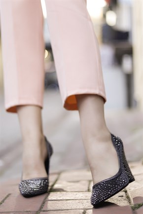 Yulaya Platin Renkli Kadın Topuklu Ayakkabı 