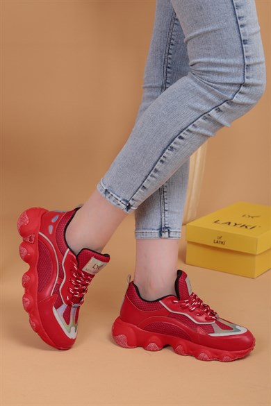 Lolan Kırmızı Renkli Kadın Lux Spor Ayakkabı 