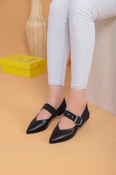 Petra Siyah Renkli Kadın Babet Ayakkabı 