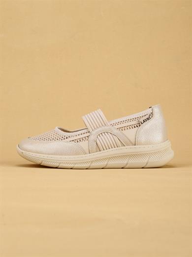 LYDIE Hafif ve Kaymaz Tabanlı Günlük Krem Spor Ayakkabı