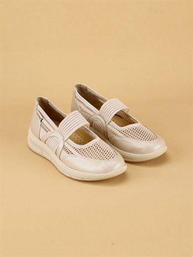 LYDIE Hafif ve Kaymaz Tabanlı Günlük Krem Spor Ayakkabı